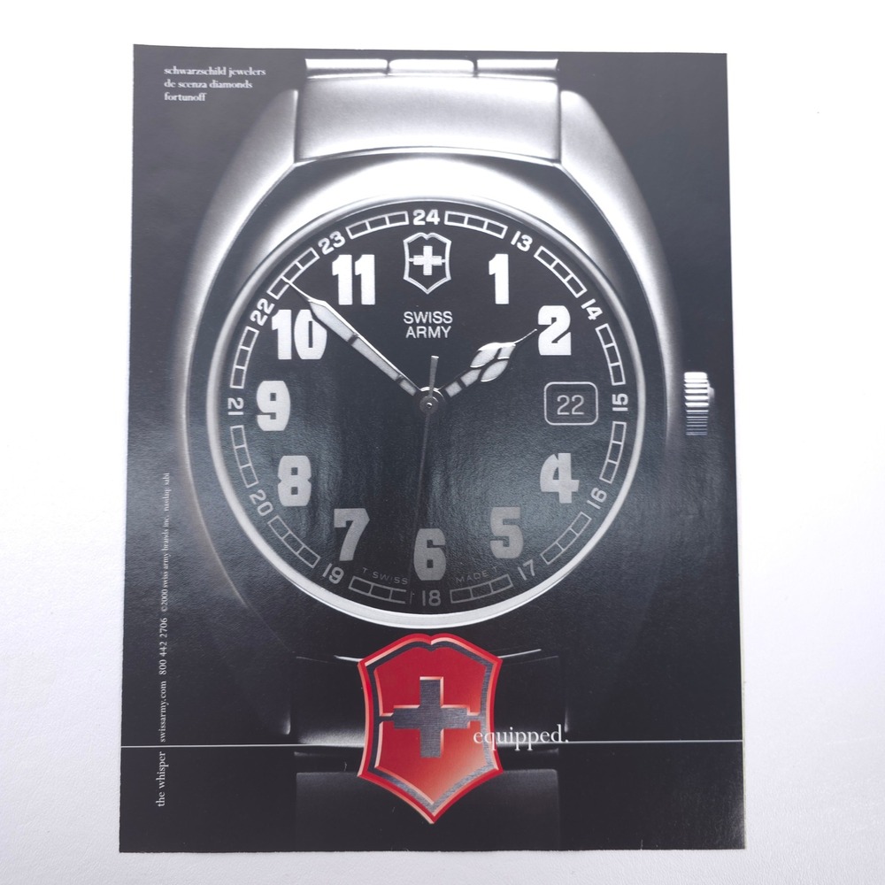 Swiss Army Watch Print Ad Luxury Timepiece Minimalist Design Promo Advertising
